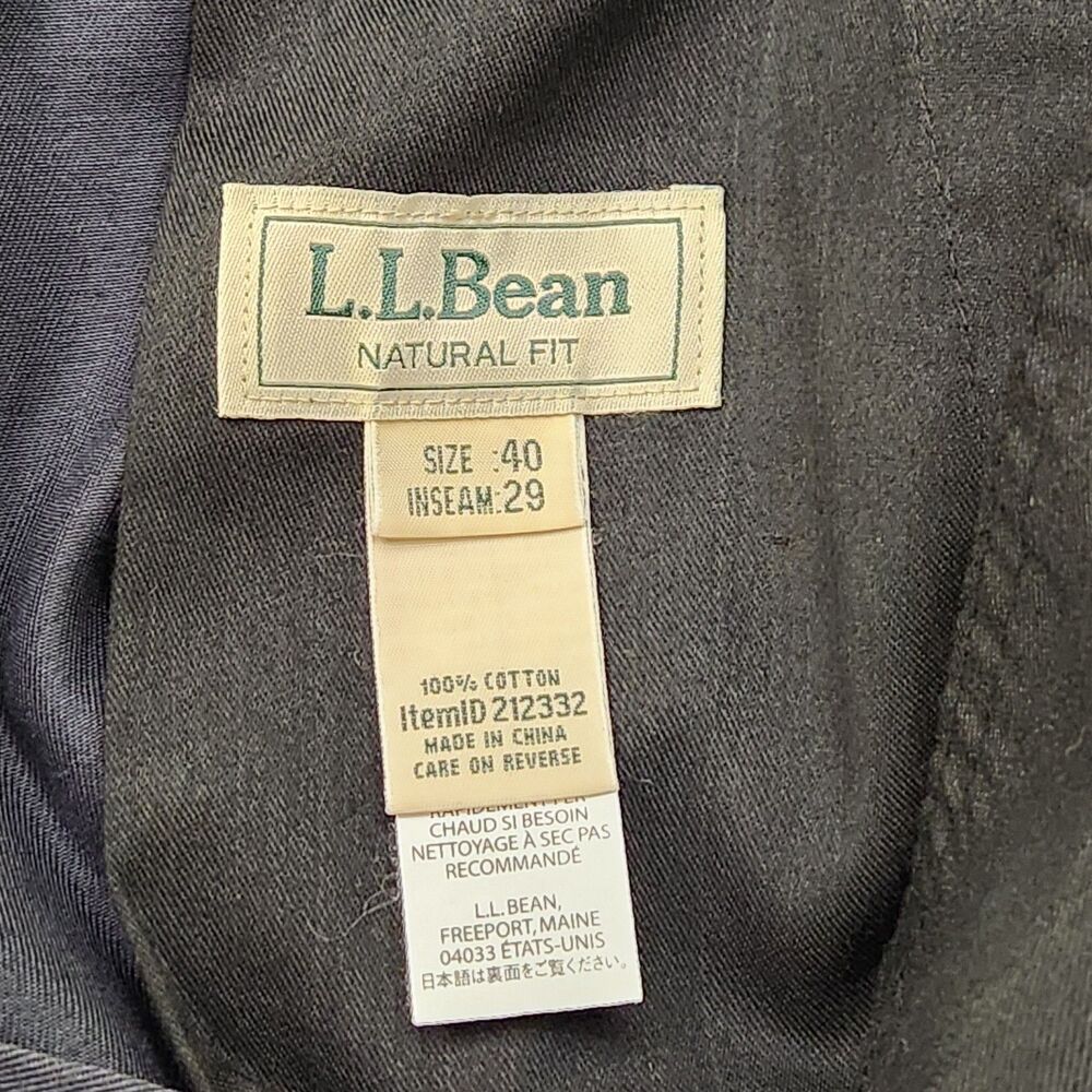 NWT L.L. Bean Double L Chino Pants Men's 40x29 Navy Natural Fit Wrinkle Free - Picture 3 of 5
